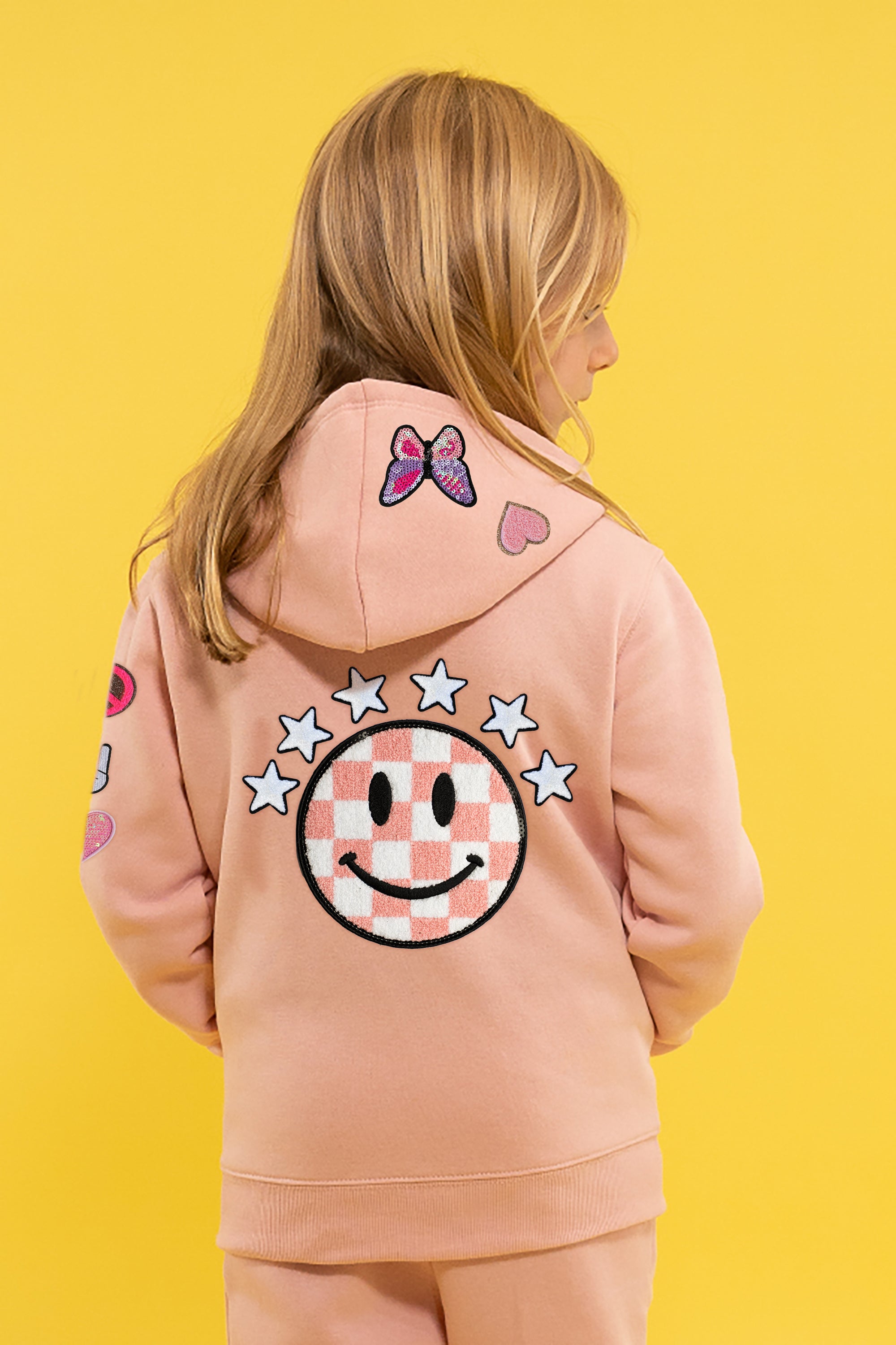 Pink Check Smiley Hoodie