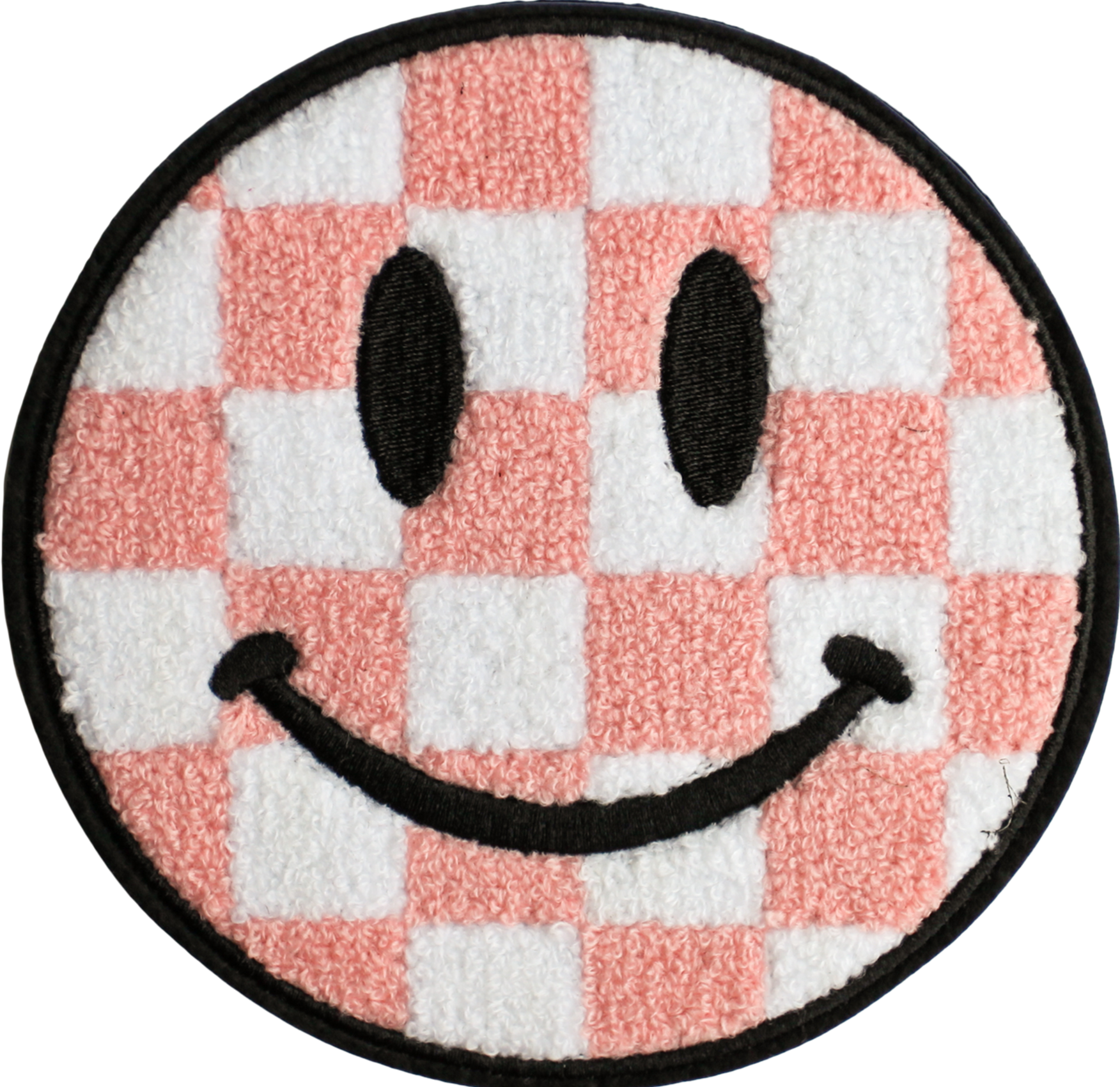 Checkerboard Smiley Blush Pink - no sequin